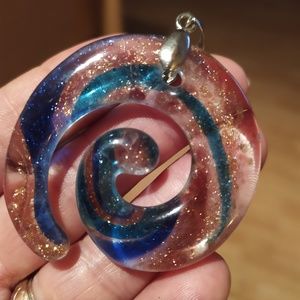 Green Journey Spiral Dichroic Fused Glass Pendant